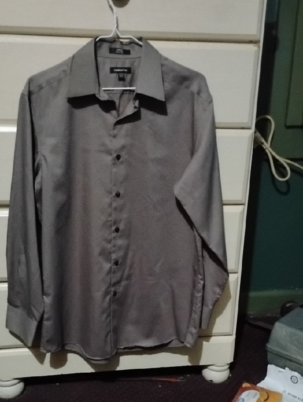 Liz Claiborne Slim Fit Men's Solid Brown Button-Front Dress Shirt